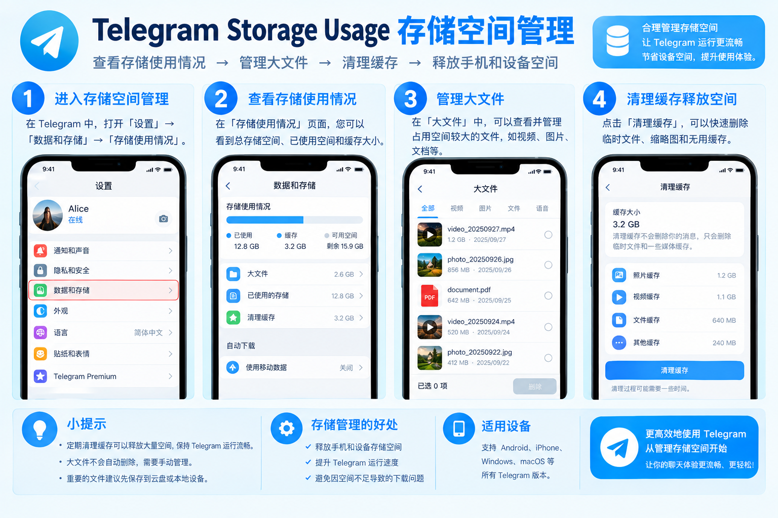 Telegram Storage Usage存储空间管理